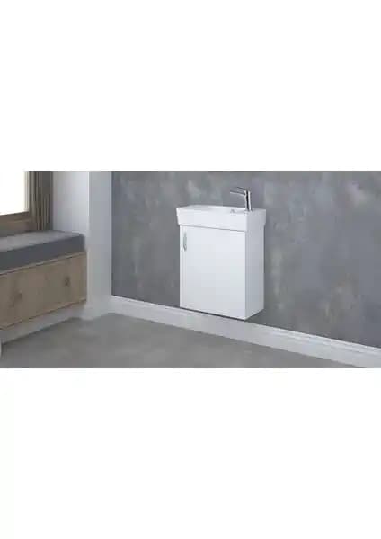 Turkuaz City Mini Lavabo Sağdan Delikli 50x25 cm Modern Banyo Tasarımı
