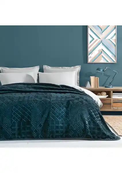 Yataş Nova Çift Kişilik Emboss Battaniye Petrol Yeşili Modern ve Şık Tasarım