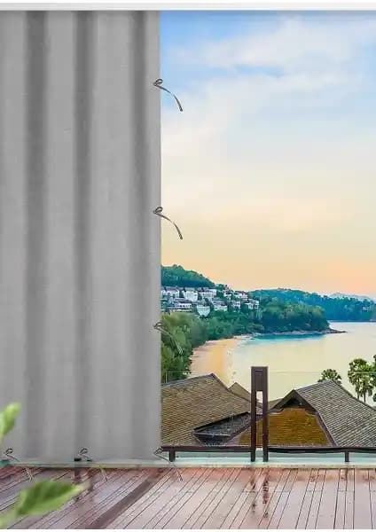Altın Pamuk Gri Balkon Perdesi Modern Tasarım ve Dayanıklılık ile Sunuluyor