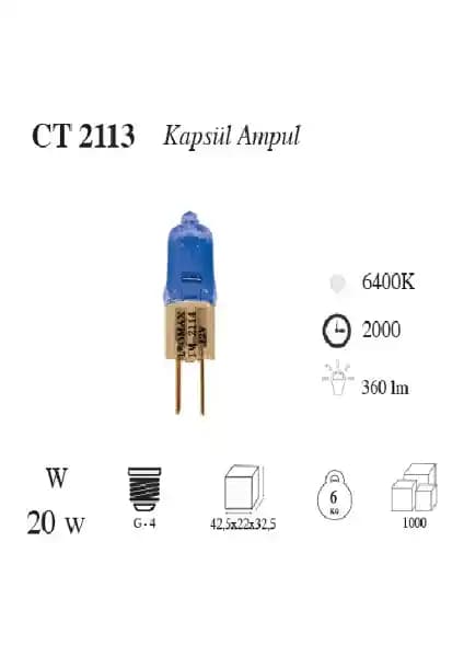 Cata CT-2113 1220W G4 Duy Beyaz Kapsül Ampulü Yüksek Performanslı Aydınlatma Çözümü