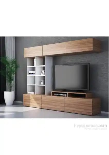 Decorotika Sasa Beyaz-Teak TV Ünitesi Modern ve Fonksiyonel Tasarım Özellikleri