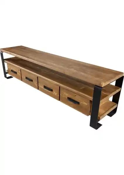 Deryawood Masif Ahşap Çekmeceli TV Ünitesi: Estetik ve Fonksiyonellik Bir Arada