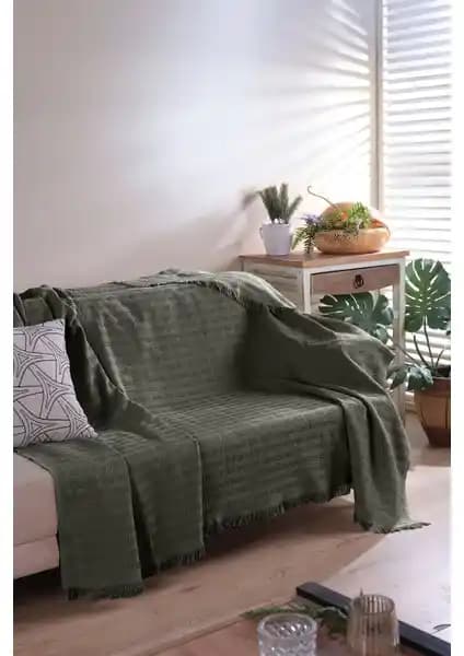 Elart Carlo Haki Koltuk Örtüsü 170x200cm Estetik ve Koruma Sağlayan Şık Tasarım