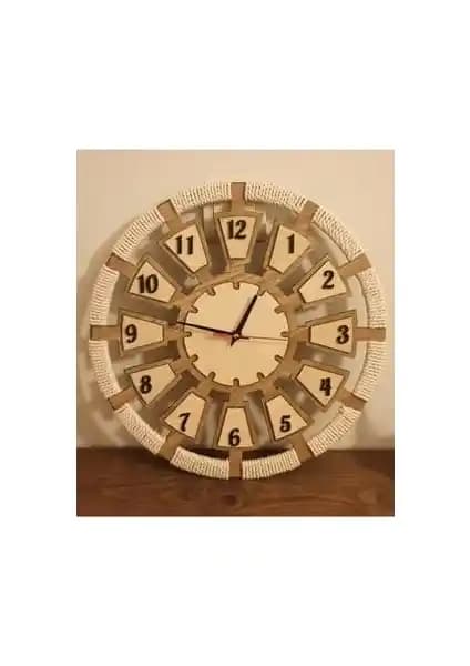 Ergeç Tasarım El Yapımı MDF Duvar Saati 40 cm Bohem ve Şık Dekoratif Ürün