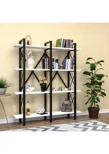 EVDEMO Cunda Metal Kitaplık Beyaz: Modern ve Dayanıklı Depolama Çözümü