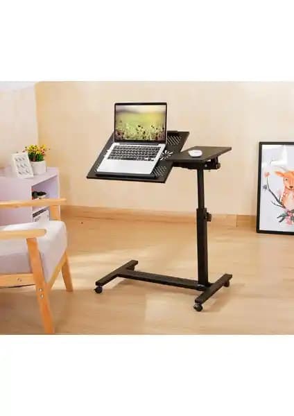 Hodbehod Eğim ve Yükseklik Ayarlı Tekerli Laptop Sehpası Çok Yönlü ve Ergonomik Tasarım