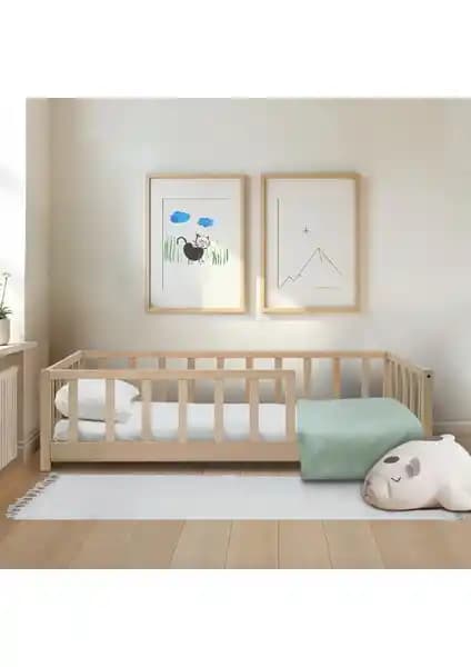 Kukka KFB610 Doğal Ahşap Montessori Çocuk Karyolası Gelişimi ve Güvenliği Destekler