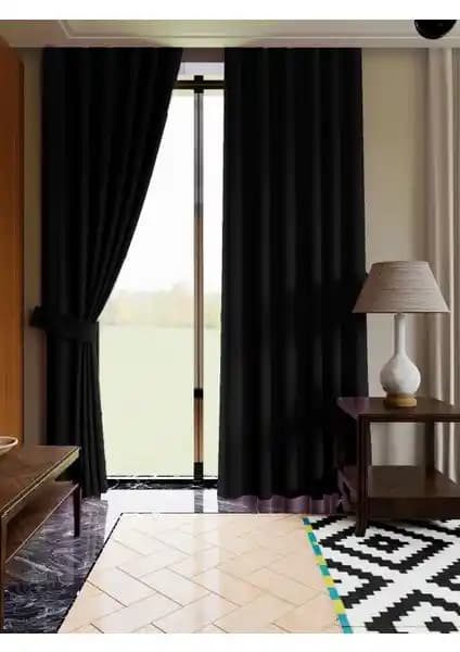Lüks House Siyah Düz Dikim Blackout Perde - Modern Tasarım ve Yüksek Performans