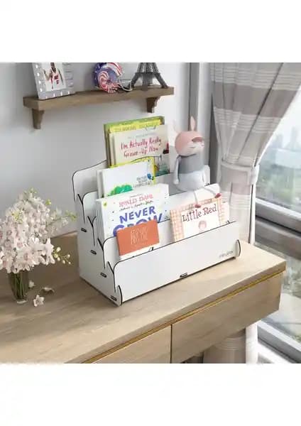 Mini Lucky 4 Raflı Ahşap Çocuk Kitaplık: Kompakt ve Şık Tasarım, Kolay Kurulum ve Dayanıklı Malzeme Kullanımı
