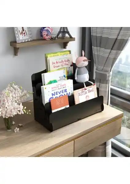 Mini Lucky 4 Raflı Ahşap Masaüstü Kitaplık Çocuklar ve Yetişkinler İçin Fonksiyonel Tasarım