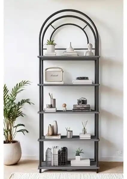 Mobitopya Çevir Kur Dekoratif Çok Amaçlı Raf Dolap Antrasit Renkli Modern Tasarım