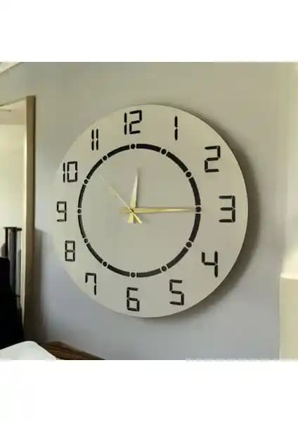Modern Siyah Beyaz Ahşap Sessiz Duvar Saati Dekorasyon ve Hediye Seçenekleri