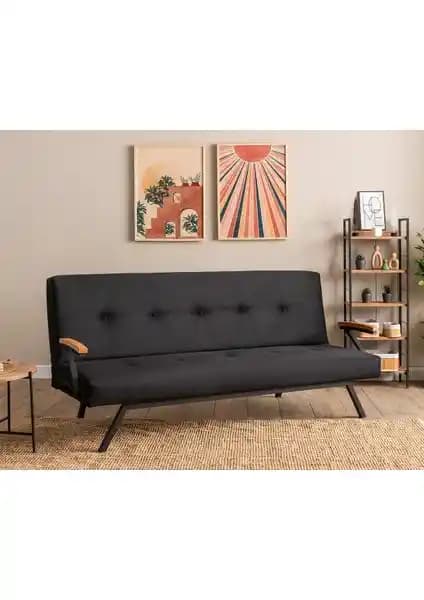 Modern ve Çok Fonksiyonlu Pafu Zven Üçlü Yataklı Koltuk Soho Siyah