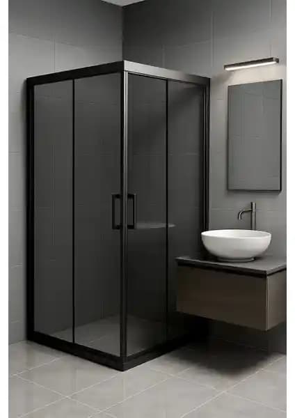 Modern ve Şık Durul Duşakabin Füme Temper Cam Siyah Profil 190 cm