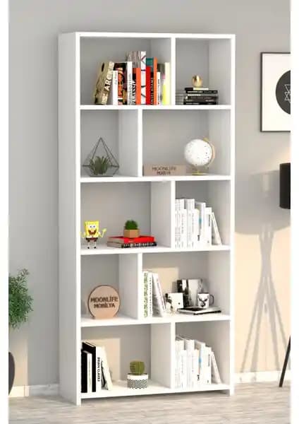 Moonlife London Beyaz Kitaplık Modern ve Dayanıklı Depolama Çözümü