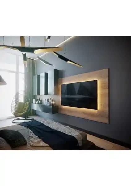 Mozide Özel Tasarım Backlit TV Ünitesi Modern yaşam alanları için şık ve fonksiyonel çözüm