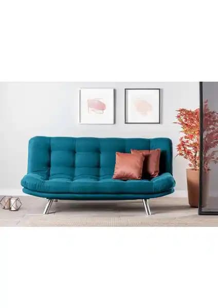 Pafu MİSA Üçlü Yataklı Koltuk Petrol Renkli Modern ve Çok Fonksiyonlu Oturma Grubu