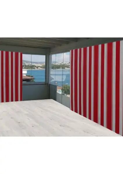 Perhal Kırmızı Beyaz Çizgili Balkon Perdesi: Dayanıklı ve Estetik Balkon Koruma Çözümü