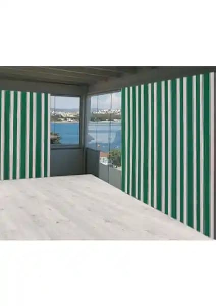 Perhal Yeşil Beyaz Çizgili Balkon Perdesi: Dayanıklı ve Estetik Balkon Gölgelik Çözümü