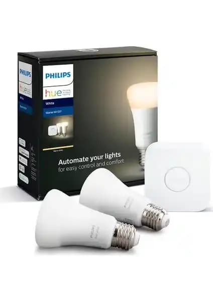 Philips Hue Beyaz Akıllı Başlangıç Seti 2'li E27 Bluetooth ile Modern ve Kolay Kullanımlı Aydınlatma