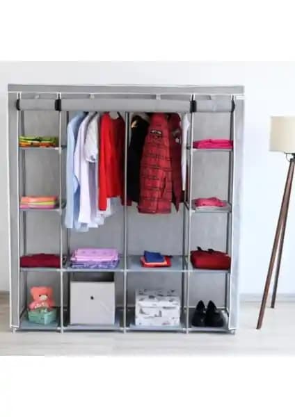 PorBig Tokyo Çok Raflı Çelik Profilli Bez Dolap: Dayanıklı ve Şık Depolama Çözümü