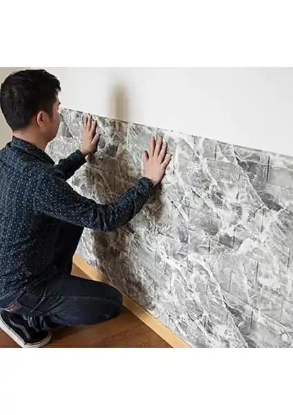 Renkli Gri Alaca 3D Kendinden Yapışkanlı Duvar Kağıdı ile Modern Dekorasyon Çözümleri