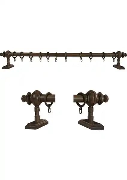 Rustik Ceviz Raysız Ahşap Perde Askısı 100 cm - Dayanıklı ve Şık Tasarım