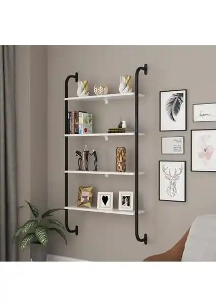 Sensa Metal Kitaplık 4 Raflı Duvar Kitaplığı Modern ve Şık Tasarımıyla Dekorasyonunuza Uyum Sağlar
