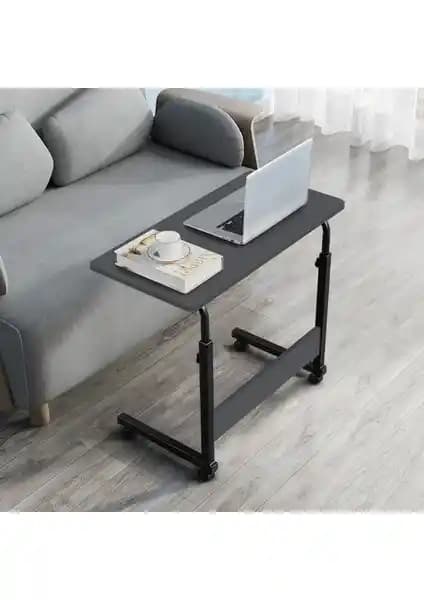 Servetavcı Yükseklik Ayarlı Laptop Sehpası ve Çalışma Masası Antrasit Tekerlekli Modern Tasarım