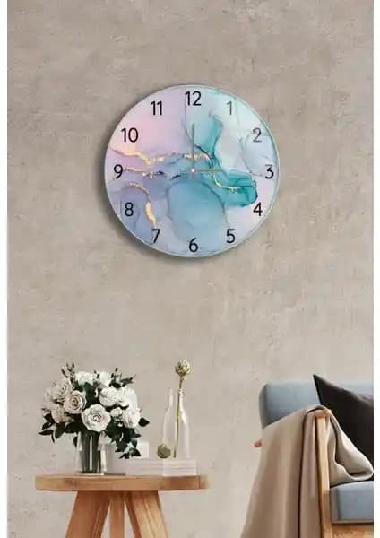 Şık ve Fonksiyonel Cam Duvar Saati Pembe ve Mavi Renk Seçenekleriyle