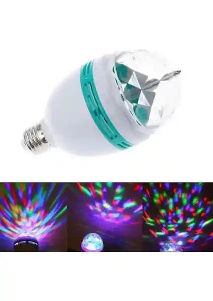 Taled Renkli Disko Ampul Döner Başlıklı LED Disko Lamba E27 Duy ile Eğlence ve Dekorasyon