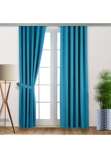 Vagonik Blackout Mavi Fon Perde 150x230 cm Güneş Işığını Engelleyen Estetik Çözüm