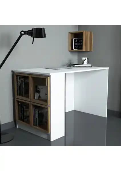 Variant Mobilya Variant Box Çalışma Masası Beyaz Ceviz Modern ve Şık Ofis Mobilyası