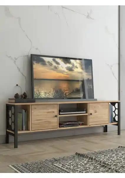 Wood'n Love Asena 160 cm Metal Ayaklı Modern TV Ünitesi Şık ve Fonksiyonel Tasarım