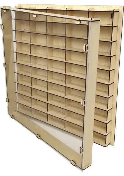 Woodbu Şeffaf Kapaklı Akçaağaç Ahşap Araba Rafı Koleksiyonlar İçin Uygun