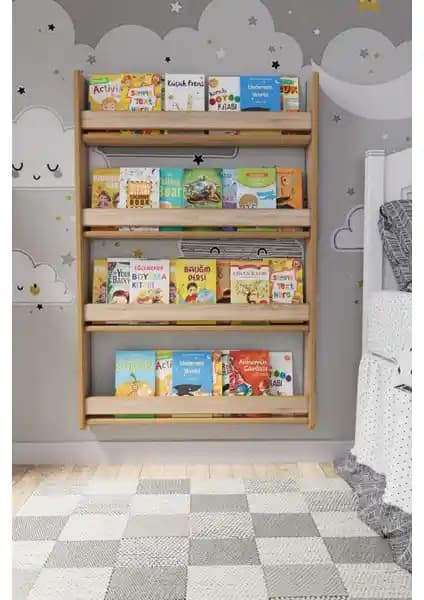 Zeo Wood Design Montessori 4 Raflı Çocuk Kitaplığı: Güvenli ve Dayanıklı Mobilya Seçeneği
