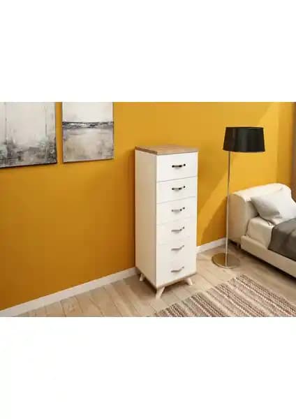 Aeka -3038 Belinda Modern ve Fonksiyonel Beyaz Şifonyer Ev ve Ofis İçin