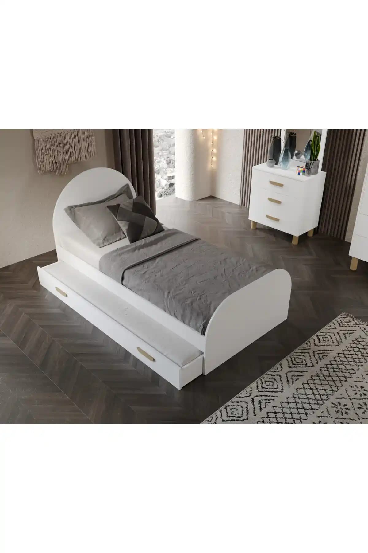 Afilli Diana Yavrulu Doğuran Karyola: Modern ve Dayanıklı Tek Kişilik Yatak Odası Mobilyası