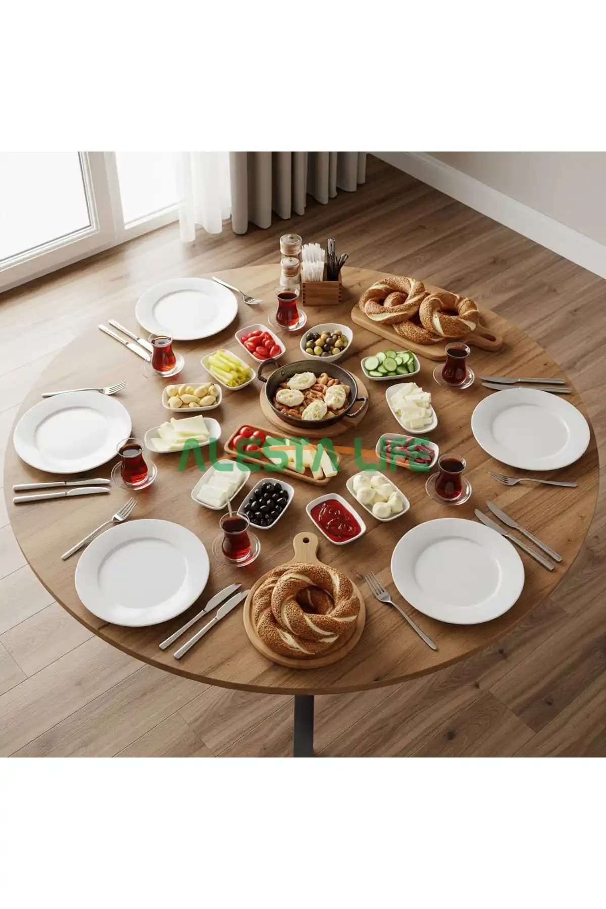 Alesta Life 90 Cm Çap Ahşap Kaplama Katlanabilir Yer Sofrası Detaylı İnceleme ve Kullanıcı Yorumları