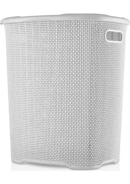 Aslife Damla Desen Beyaz 52 Litre Kirli Çamaşır Sepeti Kullanışlı ve Estetik Tasarım