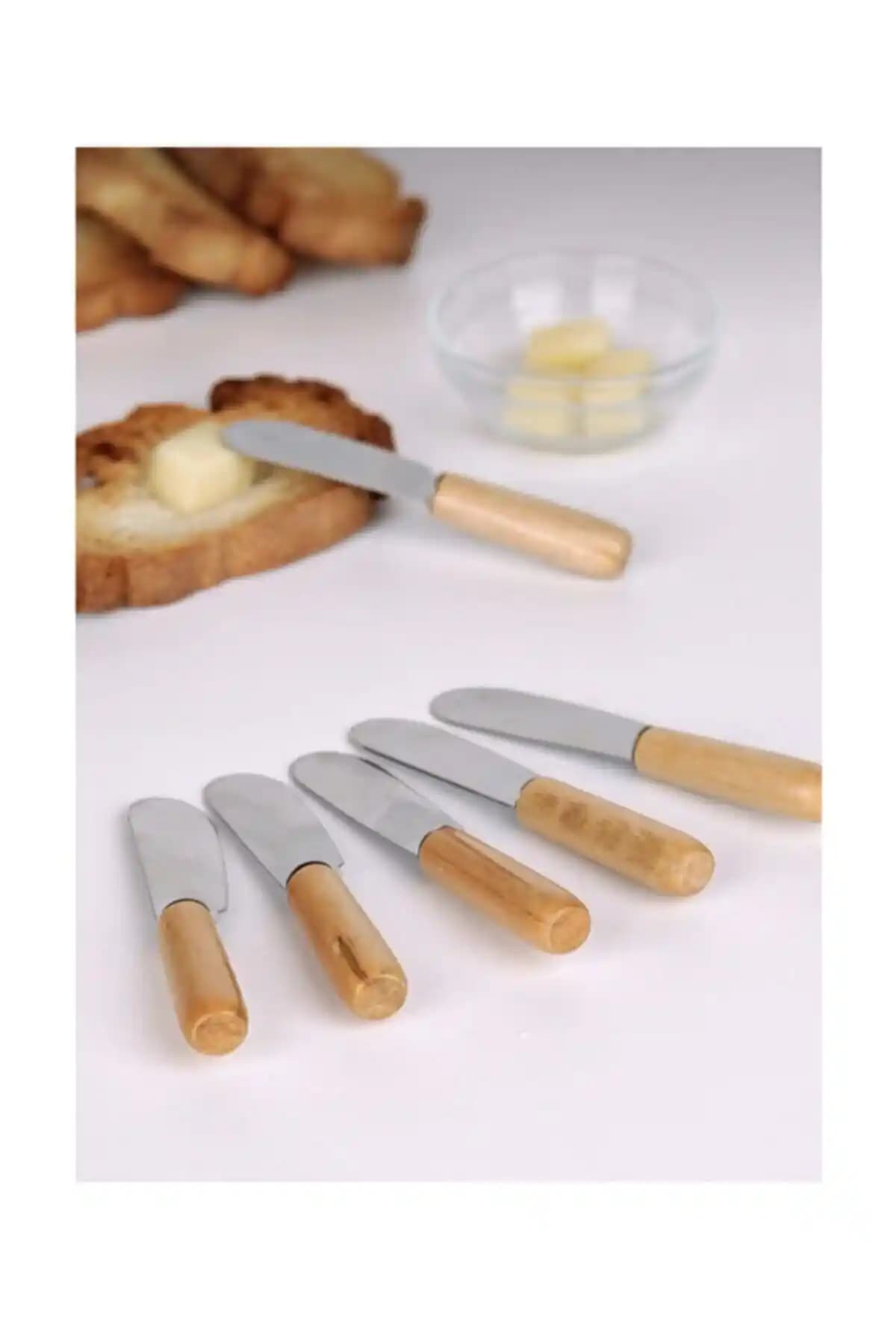 AyGören Home Bambu Saplı 6'lı Tereyağı ve Reçel Bıçağı Seti: Dayanıklı ve Estetik Mutfak Gereçleri