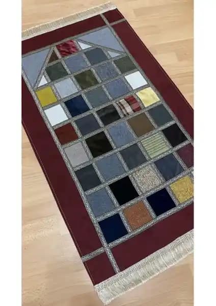 Ayhanhome Kırkyama Patchwork Kadife Astarlı Seccade Çeyizlik ve Dini Kullanım İçin