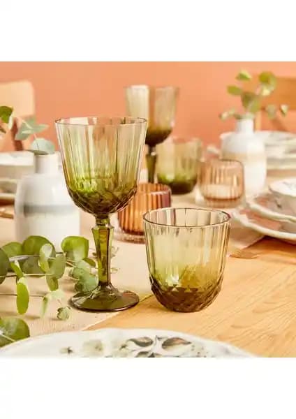 Bella Maison Colore Yeşil Kesme Bardak ve Kadeh Seti 12'li Şık ve Dayanıklı Tasarım