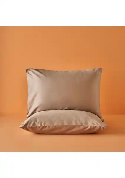 Bella Maison Supreme %100 Pamuk Saten Yastık Kılıfı Vizon Renk 50x70 cm Konfor ve Şıklık