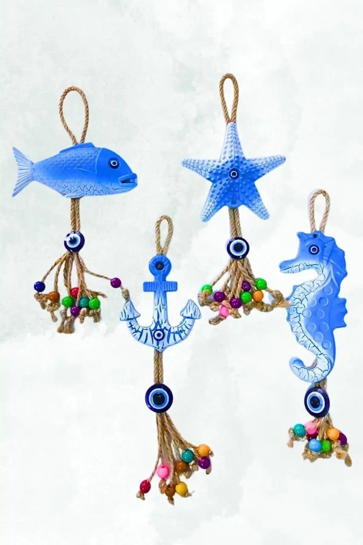 BİOONDE Deniz Temalı 4’lü Süs Seti Balık Çapa Deniz Yıldızı Deniz Atı Dekorasyon