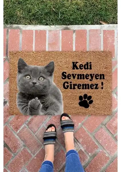 Buket Home Kedi Sevmeyen Giremez Kapı Önü Paspası Dayanıklı ve Çok Amaçlı Kullanım İçin Uygun
