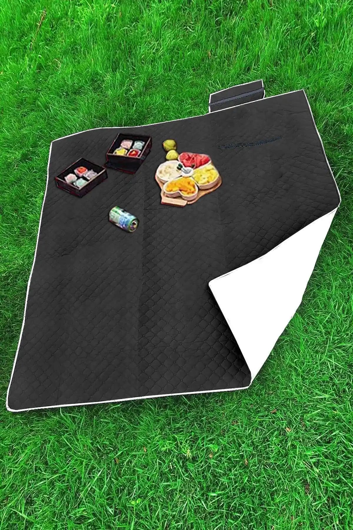 Bundeba Piknik Örtüsü Kamp Tipi Su Geçirmez Kendinden Çantalı 160x160 Cm