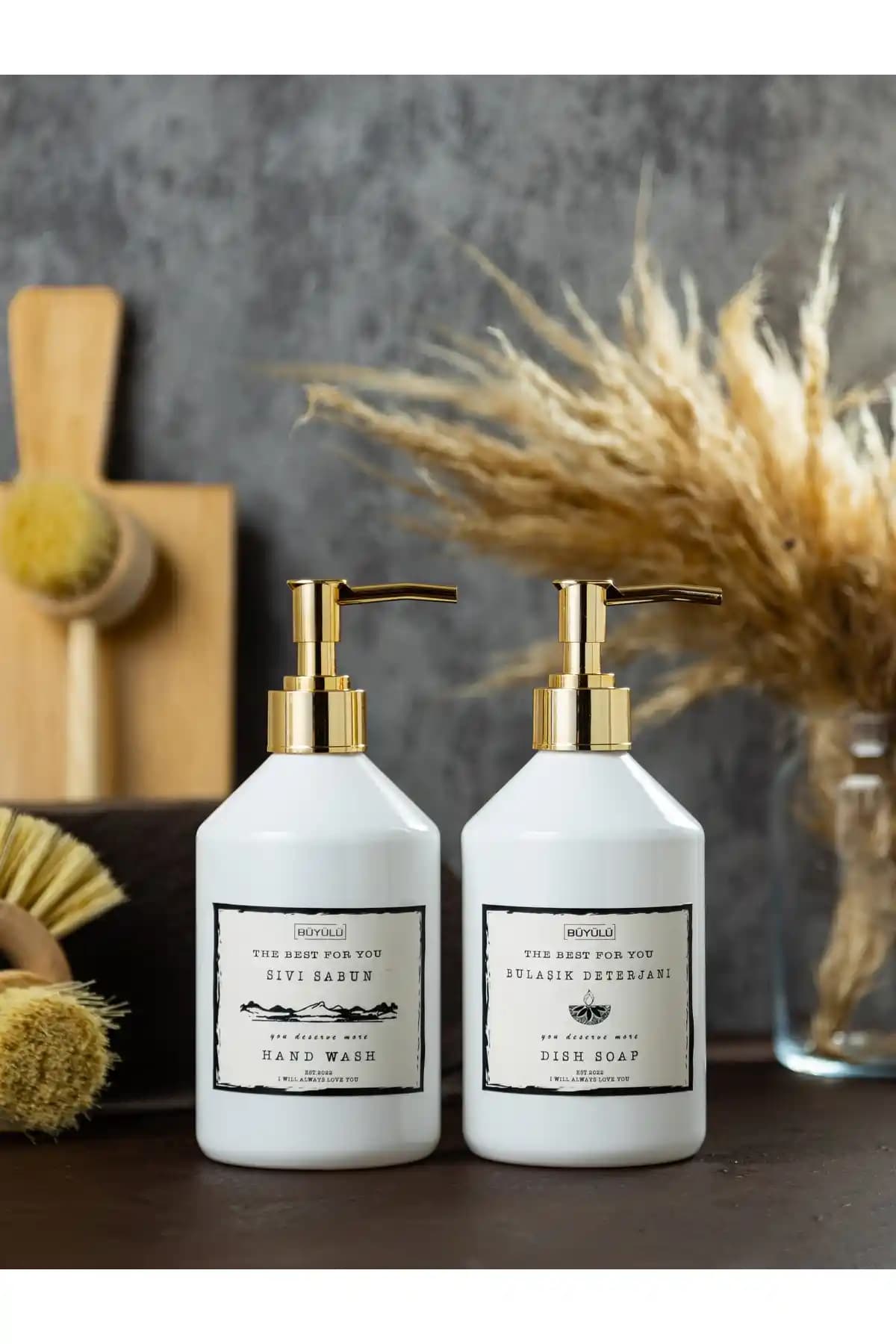 BÜYÜLÜ HOME Gold Kapaklı 500ml Sıvı Sabun Mutfak Hijyeni ve Estetiği İçin Uygun