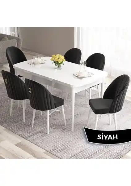 Canisa Concept Roz Serisi MDF Açılabilir Beyaz Mutfak Masası Takımı ve Modern Tasarım Özellikleri