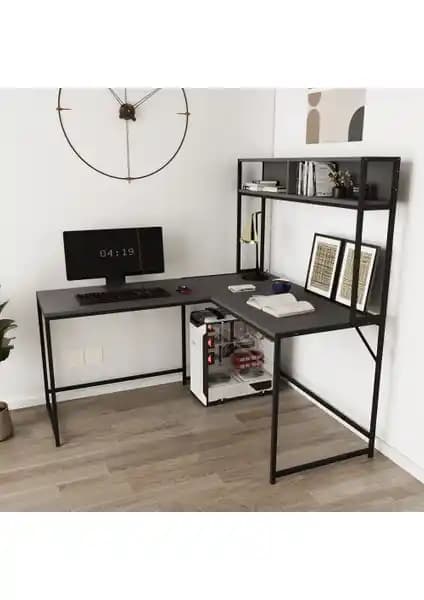 Deconode Cornermaster Raflı L Köşe Çalışma Masası Türkiye’de Tasarlanmış ve Dayanıklı Ofis ve Ev Kullanımı İçin Uygun